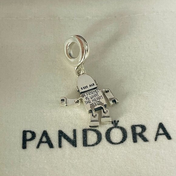 Pandora Bestie Bot Robot Dangle Charm Fits European DIY Bracelets Necklaces - Picture 2 of 4